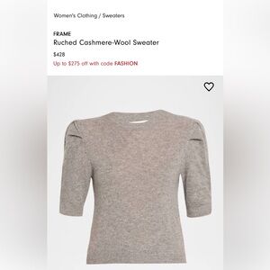 Frame Denim Puff Sleeve Cashmere Sweater